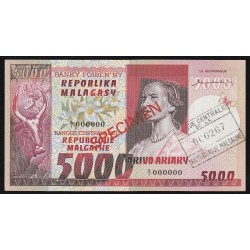 MADAGASCAR - PICK 66 b - 5000 FRANCS / 1000 ARIARY - SPECIMEN - UNDATED