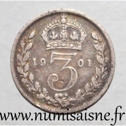 GRANDE BRETAGNE - KM 777 - 3 PENCE 1901 - GEORGE V