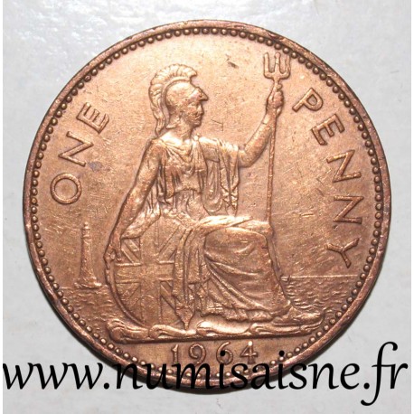 GREAT BRITAIN - KM 897 - 1 PENNY 1964 - ELIZABETH II