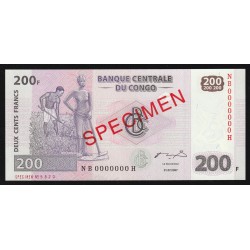 CONGO - 200 FRANCS - SPECIMEN - 2007