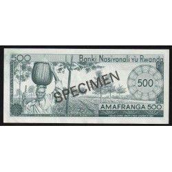 RWANDA - PICK 9 s1 - 500 FRANCS - SPECIMEN - 31/10/1969