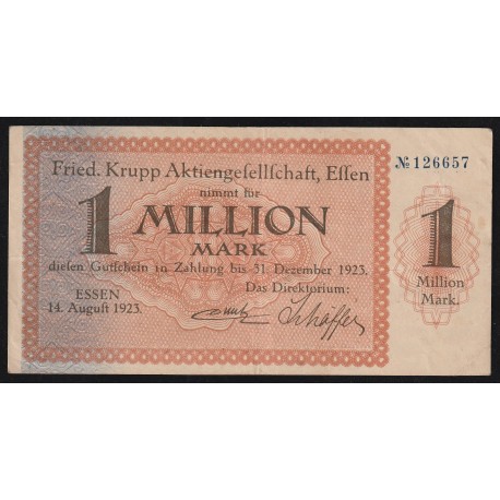 GERMANY -  ESSEN - NOTGELD - 1 MILLION MARK - 14/08/1923 - 31/12/1923