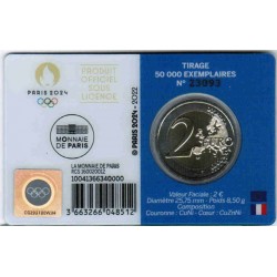 FRANCE - 2 EURO 2022 - OLYMPIC GAMES 2024 - BLUE COINCARD