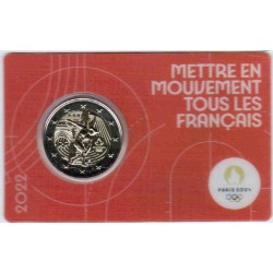 FRANCE - 2 EURO 2022 - JEUX OLYMPIQUES 2024 - COINCARD ROUGE