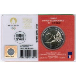 FRANCE - 2 EURO 2022 - OLYMPIC GAMES 2024 - RED COINCARD
