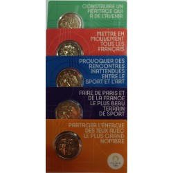 FRANCE - 2 EURO 2022 - OLYMPIC GAMES 2024 - THE COINCARD SERIES OF 5