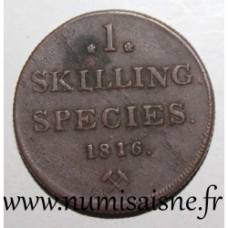 NORVÈGE - KM 284 - 1 SKILLING 1816 - Carl XIII