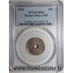 FRANKREICH - KM 866 - 10 CENTIMES 1914 - Unterstrichen - Lindauer probemünze - PCGS MS66