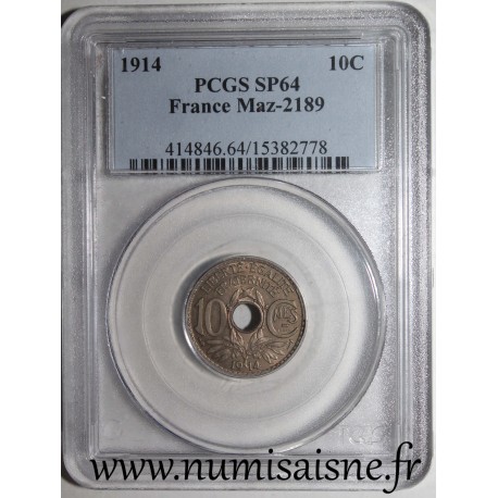 FRANCE - KM 866 - 10 CENTIMES 1914 - Underlined - Essai of Lindauer - PCGS MS66