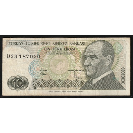 TURKEY - PICK 192 - 10 LIRA - 1970 (1979)