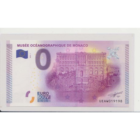 FRANKREICH - TOURISTISCH 0 EURO SOUVENIR-SCHEINE - OZEANOGRAPHISCHES MUSEUM VON MONACO - 2015