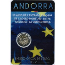 ANDORRA - 2 EURO 2022 - 10 YEARS OF THE MONETARY AGREEMENT - COINCARD