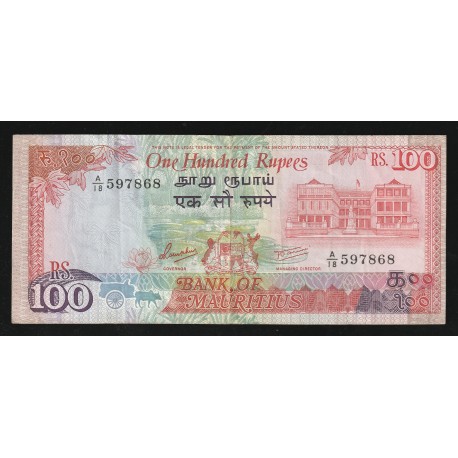 MAURITIUS - PICK 38 - 100 RUPEES - (1986) - SIGN 5