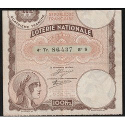 FRANCE - NATIONAL LOTTERY - 1934 - 100 FRANCS - LOI DU 31 MAI 1933