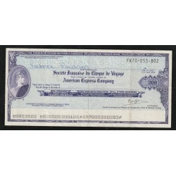 FRANCE - TRAVEL CHEQUE - AMERICAN EXPRESS CIE - 200 FRANCS