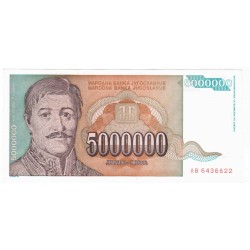 YOUGOSLAVIE - PICK 132 - 5 000 000 DINARA - 1993 - SIGN 18