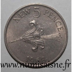 GUERNSEY - KM 23 - 5 NEW PENCE 1968 - lily