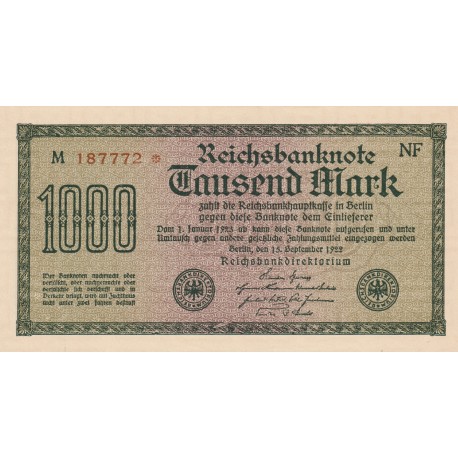 GERMANY - PICK 76 c - 1.000 MARK - 15/09/1922