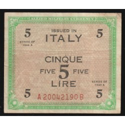 ITALIE - PICK M 18 a - 5 LIRE - 1943 A