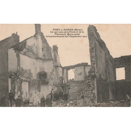 County 51700 - PORT-A-BINSON - THE POST OFFICE AND THE PHARMACY MAROS AFTER THE BOMBING OF 03/09/1914