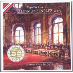 AUSTRIA - BRILLIANT UNCIRCULATED EURO COIN SET 2005 - 8 COINS - 50 years of the state treaty