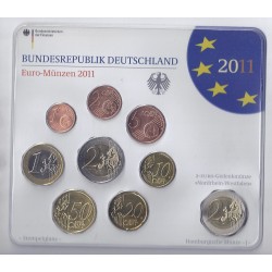 GERMANY - Set of 9 euro coins 2011 J - Hamburg - 2 euro Nordrhein-Westfalen