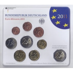 GERMANY - Set of 9 euro coins 2011 G - Karlsruhe - 2 euro Nordrhein-Westfalen