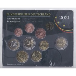 GERMANY - Set of 9 euro coins 2021 J - Hamburg - 2 euro Sachsen-Anhalt