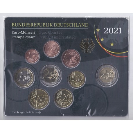 ALLEMAGNE - Coffret 9 pièces euro 2021 J - Hambourg - 2 euro Sachsen-Anhalt