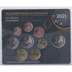 ALLEMAGNE - Coffret 9 pièces euro 2021 F - Stuttgart - 2 euro Sachsen-Anhalt