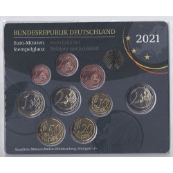 GERMANY - Set of 9 euro coins 2021 F - Stuttgart - 2 euro Sachsen-Anhalt