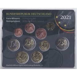 GERMANY - Set of 9 euro coins 2021 G - Karlsruhe - 2 euro Sachsen-Anhalt