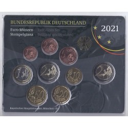 ALLEMAGNE - Coffret 9 pièces euro 2021 D - Munich - 2 euro Sachsen-Anhalt