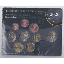 GERMANY - Set of 9 euro coins 2020 J - Hamburg - 2 euro Schloss Sanssouci