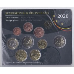 GERMANY - Set of 9 euro coins 2020 G - Karlsruhe - 2 euro Schloss Sanssouci