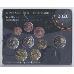 GERMANY - Set of 9 euro coins 2020 F - Stuttgart - 2 euro Schloss Sanssouci