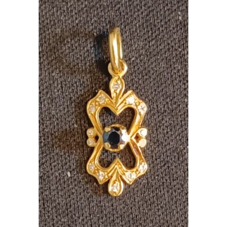 18 CARAT GOLD PENDANT DECORATED WITH A SAPPHIRE 2.5 X 3.5 MM AND GLOSSY - Ref 0/94446