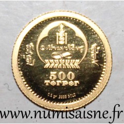 MONGOLIA - 500 TUGRIK 2007 - GOLD - ALFRED NOBEL 1833 - 1896