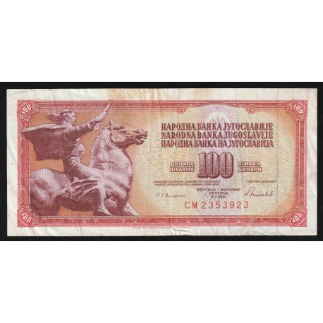 YUGOSLAVIA - PICK 90 c - 100 DINARA - 16/05/1986 - HORSE