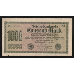 ALLEMAGNE - PICK 76 d - 1.000 MARK - 15/09/1922