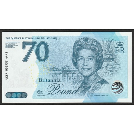 BRITANIA POUND - 70 - QUEEN ELISABETH II (1926-2022) - PLATINIUM JUBILEE - COSTUME TICKET