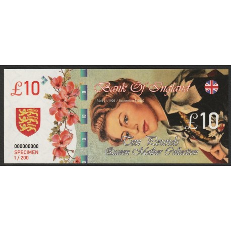 UNITED KINGDOM - 10 POUND - SPECIMEN - ELIZABETH II - QUEEN MOTHER COLLECTION - COSTUME TICKET