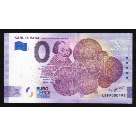 SWEDEN - 0 EURO SOUVENIR BANKNOTE - KING CHARLES IX VASA - 2020-2