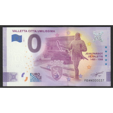 MALTA - 0 EURO SOUVENIR BANKNOTE - JEAN PARISO DE VALETTE (1495-1568) - 2021-1 - SMALL ISSUE (37)