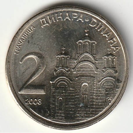 SERBIE - KM 35 - 2 DINARS 2003 - Kosovo - MONASTERE