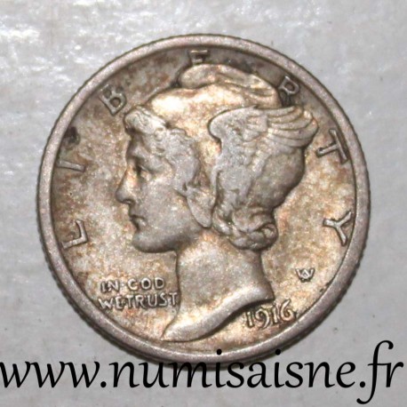 ÉTATS UNIS - KM 140 - 1 DIME 1916 - MERCURY