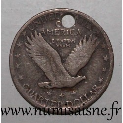UNITED STATES - 1/4 DOLLAR - Not dated - STANDING LIBERTY QUARTER - Drilled for pendant