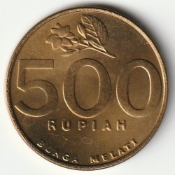 INDONESIE - KM 59 - 500 RUPIAH 1997 - Armoiries - Garuda Pancasila - Jasmin