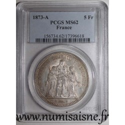 FRANCE - KM 820 - 5 FRANCS 1873 A - Paris - TYPE HERCULE - PCGS MS 62