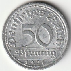 ALLEMAGNE - WEIMAR REPUBLIC - KM 27 - 50 PFENNIG 1921 A